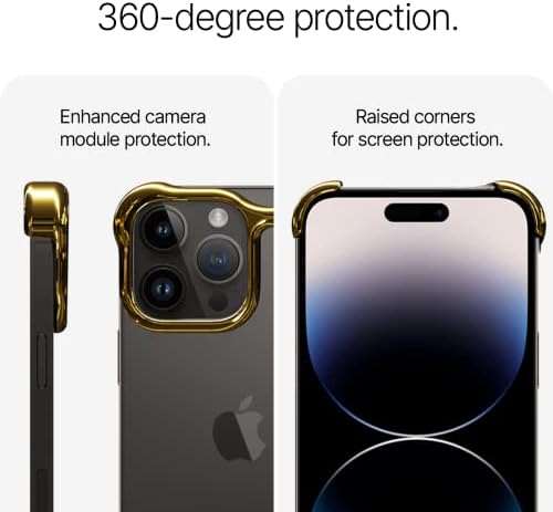 Arc Pulse Designed for iPhone 14 Pro Phone Case (2023), Sleek Minimalist Protective Shock Absorption Aerospace Grade Aluminum Shells + Elastomer Inlays Easy Fit 6.12 inch (Aluminum Mirror Polish Gold) - Image 5