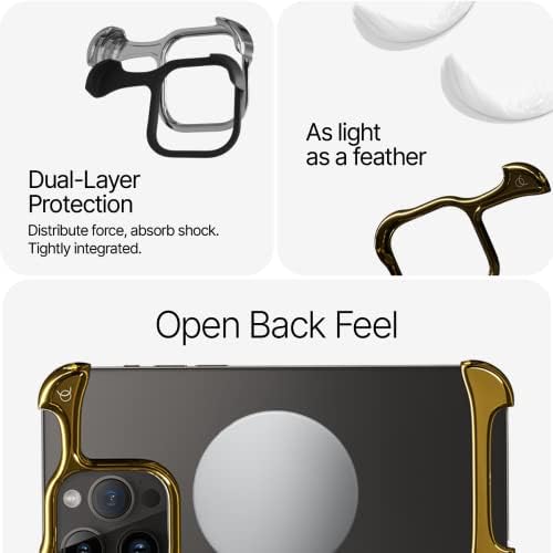 Arc Pulse Designed for iPhone 14 Pro Phone Case (2023), Sleek Minimalist Protective Shock Absorption Aerospace Grade Aluminum Shells + Elastomer Inlays Easy Fit 6.12 inch (Aluminum Mirror Polish Gold) - Image 6