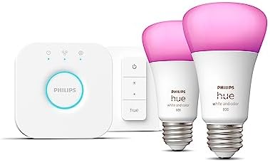 Philips Hue White and Color Ambiance Smart BulbStarter Kit - Includes a Bridge, Dimmer Switch, and (2) 60W A19 LED Smart Color Changing Bulbs E26 - Control with Voice or Hue App - Image 6