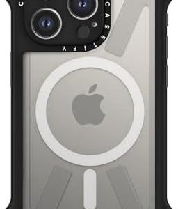 CASETiFY Ultra Bounce Case for iPhone 15 Pro [10x Military Grade Drop Tested / 32.8ft Drop Protection/Compatible with Magsafe] – Clear Black