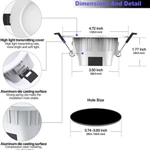 MagicLight Smart LED Canister Light 4 Inch, App Control, Music Sync, Dimmable, 9 Watts RGBCW Color Changing Bluetooth Mesh LED Recessed Light, 6 Pack
