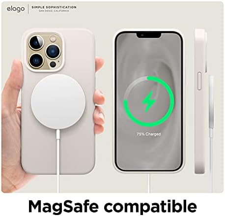 elago Compatible with iPhone 13 Pro Case, Liquid Silicone Case, Full Body Screen Camera Protective Cover, Shockproof, Slim Phone Case, Anti-Scratch Soft Microfiber Lining, 6.1 inch (Stone) - Image 8