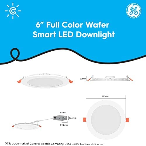 GE CYNC Smart LED Wafer Downlight Fixture, Reveal + Full Color, 6 Inches, Bluetooth and Wi-Fi, Compatible with Alexa and Google Home - Image 5