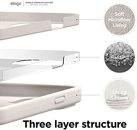 elago Compatible with iPhone 13 Pro Case, Liquid Silicone Case, Full Body Screen Camera Protective Cover, Shockproof, Slim Phone Case, Anti-Scratch Soft Microfiber Lining, 6.1 inch (Stone) - Image 2