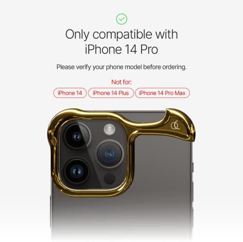 Arc Pulse Designed for iPhone 14 Pro Phone Case (2023), Sleek Minimalist Protective Shock Absorption Aerospace Grade Aluminum Shells + Elastomer Inlays Easy Fit 6.12 inch (Aluminum Mirror Polish Gold) - Image 2