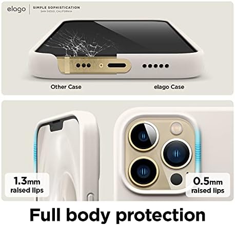 elago Compatible with iPhone 13 Pro Case, Liquid Silicone Case, Full Body Screen Camera Protective Cover, Shockproof, Slim Phone Case, Anti-Scratch Soft Microfiber Lining, 6.1 inch (Stone) - Image 5