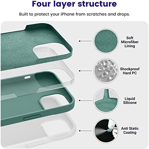 OTOFLY Designed for iPhone 13 Phone Case, Silicone Shockproof Slim Thin Phone Case for iPhone 13 6.1 inch Midnight Green - Image 2