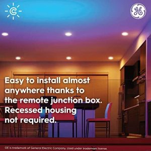 GE CYNC Smart LED Wafer Downlight Fixture, Reveal + Full Color, 6 Inches, Bluetooth and Wi-Fi, Compatible with Alexa and Google Home