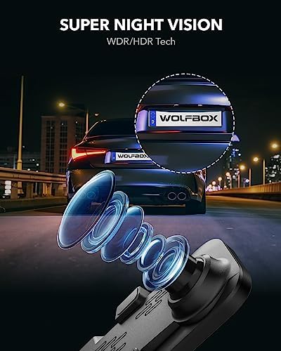 WOLFBOX G840S 12" 4K Mirror Dash Cam Backup Camera, 2160P Full HD Smart Rearview Mirror for Cars & Trucks, Front and Rear View Dual Cameras, Night Vision, Parking Assistance, Free 32GB Card & GPS - Image 4
