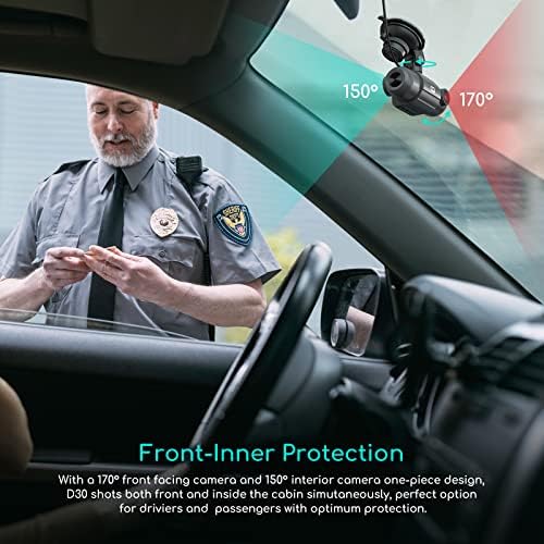 1440P QHD Built-in GPS Wi-Fi Dash Cam, Front and Inside Car Camera Recorder with Infrared Night Vision, Supercapacitor, 4 IR LEDs,G-Sensor, Parking Mode, Loop Recording (D30S) - Image 3