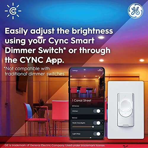 GE CYNC Smart LED Wafer Downlight Fixture, Reveal + Full Color, 6 Inches, Bluetooth and Wi-Fi, Compatible with Alexa and Google Home - Image 4