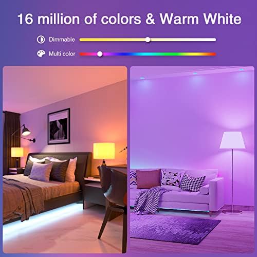 Ghome Smart Light Bulbs, A19 E26 Color Changing Led Bulb Works with Alexa, Google Home, App & Voice Control, 2.4Ghz WiFi Only, 800 Lumens,Dimmable RGB Warm White 2700K Smart Home Lighting, 4 Pack(WB4) - Image 3