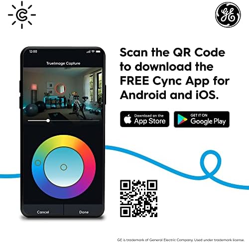 GE CYNC Smart LED Wafer Downlight Fixture, Reveal + Full Color, 6 Inches, Bluetooth and Wi-Fi, Compatible with Alexa and Google Home - Image 8