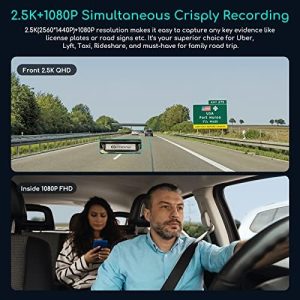 1440P QHD Built-in GPS Wi-Fi Dash Cam, Front and Inside Car Camera Recorder with Infrared Night Vision, Supercapacitor, 4 IR LEDs,G-Sensor, Parking Mode, Loop Recording (D30S)