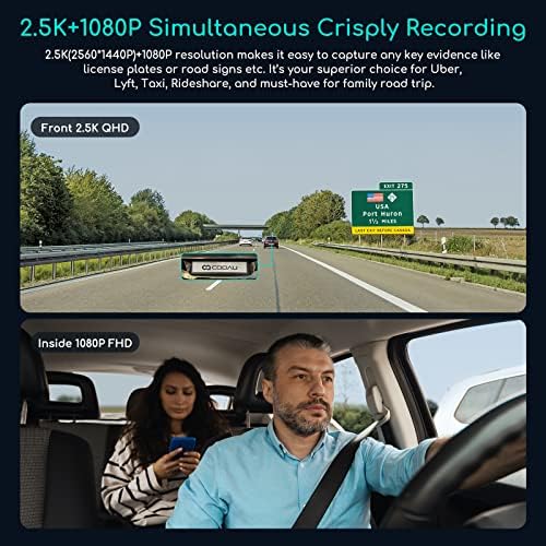1440P QHD Built-in GPS Wi-Fi Dash Cam, Front and Inside Car Camera Recorder with Infrared Night Vision, Supercapacitor, 4 IR LEDs,G-Sensor, Parking Mode, Loop Recording (D30S) - Image 2
