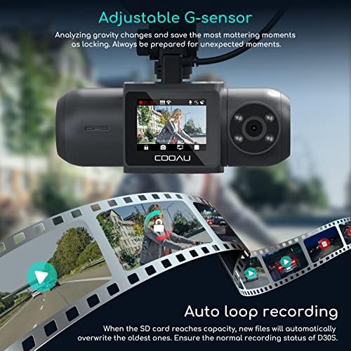 1440P QHD Built-in GPS Wi-Fi Dash Cam, Front and Inside Car Camera Recorder with Infrared Night Vision, Supercapacitor, 4 IR LEDs,G-Sensor, Parking Mode, Loop Recording (D30S) - Image 7