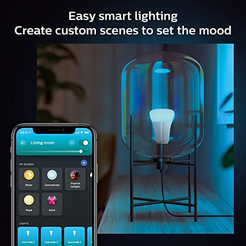 Philips Hue White and Color Ambiance Smart BulbStarter Kit - Includes a Bridge, Dimmer Switch, and (2) 60W A19 LED Smart Color Changing Bulbs E26 - Control with Voice or Hue App - Image 7