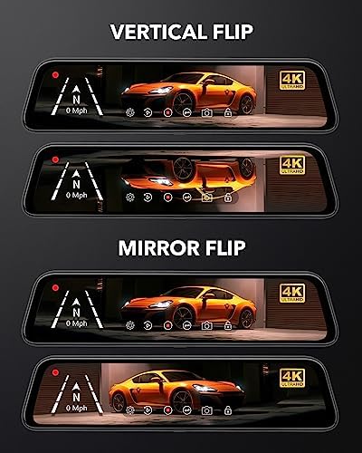 WOLFBOX G840S 12" 4K Mirror Dash Cam Backup Camera, 2160P Full HD Smart Rearview Mirror for Cars & Trucks, Front and Rear View Dual Cameras, Night Vision, Parking Assistance, Free 32GB Card & GPS - Image 9