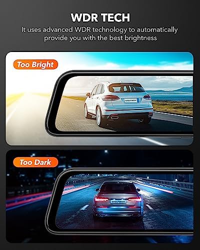 WOLFBOX G840S 12" 4K Mirror Dash Cam Backup Camera, 2160P Full HD Smart Rearview Mirror for Cars & Trucks, Front and Rear View Dual Cameras, Night Vision, Parking Assistance, Free 32GB Card & GPS - Image 3