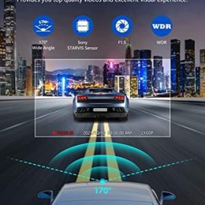 REDTIGER Dash Cam for Cars,4K UHD 2160P Car Camera Front, Wi-Fi GPS,3.18″ LCD Screen,Night Vision,170° Wide Angle,WDR,G-Sensor,24H Parking Monitor, Support 256GB Max