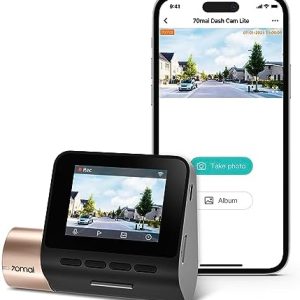 70mai Dash Cam Lite, 1080P Full HD, Smart Dash Camera for Cars, Sony IMX307, Built-in G-Sensor, 130° Wide Angle FOV, WDR, Night Vision, Loop Recording