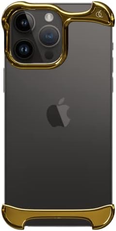 Arc Pulse Designed for iPhone 14 Pro Phone Case (2023), Sleek Minimalist Protective Shock Absorption Aerospace Grade Aluminum Shells + Elastomer Inlays Easy Fit 6.12 inch (Aluminum Mirror Polish Gold)