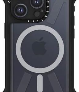 CASETiFY Ultra Bounce Case for iPhone 15 Pro [10x Military Grade Drop Tested / 32.8ft Drop Protection/Compatible with Magsafe] – Clear Black