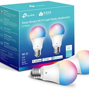 Kasa Smart Light Bulbs, Full Color Changing Dimmable Smart WiFi Bulbs Compatible with Alexa and Google Home, A19, 60 W 800 Lumens,2.4Ghz only, No Hub Required, 2-Pack (KL125P2), Multicolor