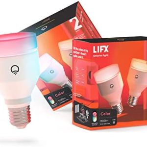 LIFX color, A19 1100 lumens, Wi-Fi Smart LED Light Bulb, Billions of colors and Whites, No Bridge Required, Works with Alexa, Hey Google, HomeKit and Siri, Multicolor (4-Pack)
