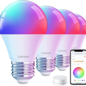 Linkind Smart Light Bulbs Remote Control Work with Alexa/Google Home WiFi Color Changing Light Bulbs