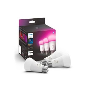 Philips Hue 60W A19 White and Color Ambiance LED Smart Color Changing Bulbs – Pack of 3 – E26 – Indoor – Control with Hue App – Works with Alexa, Google Assistant and Apple HomeKit