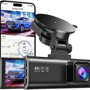 REDTIGER Dash Cam for Cars,4K UHD 2160P Car Camera Front, Wi-Fi GPS,3.18″ LCD Screen,Night Vision,170° Wide Angle,WDR,G-Sensor,24H Parking Monitor, Support 256GB Max