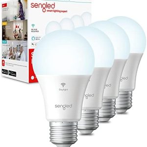 Sengled Alexa WiFi Light Bulb – Smart Bulbs That Work with Alexa/Google Assistant, A19 Daylight (5000K) – No Hub Required, 800LM 60W High CRI)90 Equivalent, Pack of 4