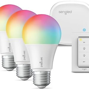 Sengled Color Changing Bulbs That Compatible with Alexa, Google Home, 3 Pack Starter Kit with Smart Switch, RGB Light A19 E26 Dimmable LED 60W Equivalent, 800LM, 5 Piece Set, White, 3 Count