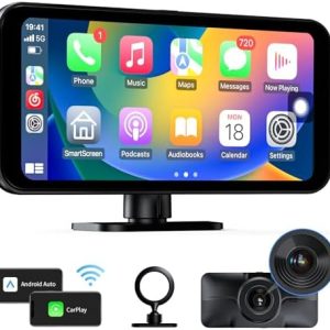 VVCAR MC25 Wireless CarPlay with 4K Dash Cam Front, 6.25″ Touch Screen Android Auto, Car Stereo with AirPlay & Android Cast, CarPlay Screen for Car, Loop Recording, GPS Navigation, FM/BT/AUX