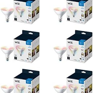 WiZ 120W PAR38 Color LED Smart Bulb – Pack of 6 – E26- Indoor/Outdoor – Connects to Your Existing Wi-Fi – Control with Voice or App – Works with Google Home- Alexa & Siri Shortcuts